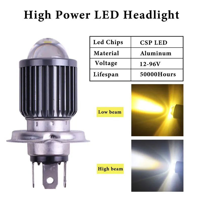 Motorcycle LED Lights H4 LED Motorcycle Headlight Bulbs 3570 CSP Lens White Hi Lo Beam Fog Lamp Universal Driving Lamp Scooter Accessories