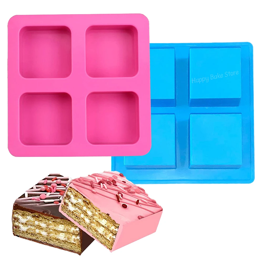 

Форма для печенья с 4-полостной шоколадной крышкой, многоразовая антипригарная силиконовая квадратная форма, для десертов, печенья, изготовления конфет