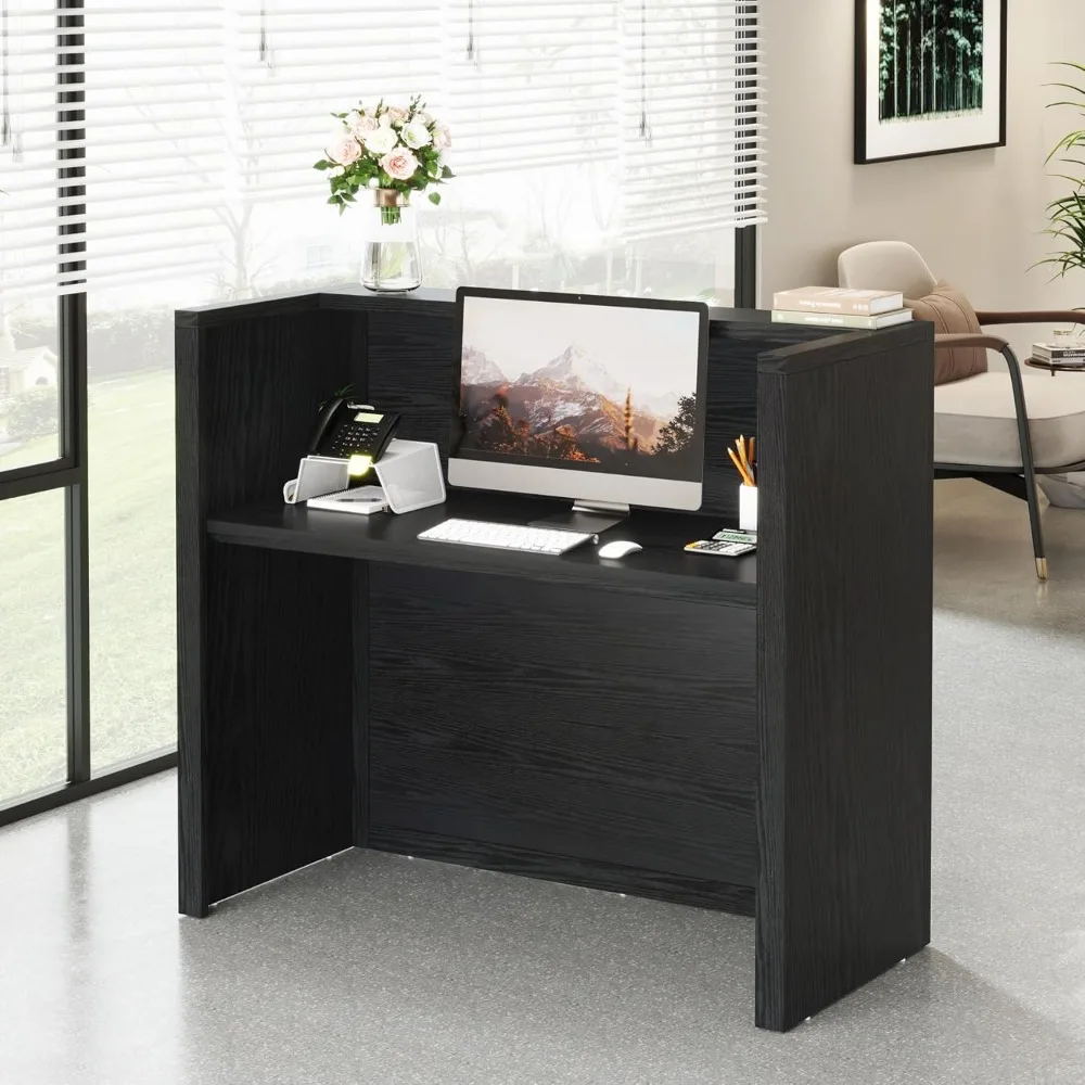 Reception Desk, Modern Front Desk with Counter, 47 Inch Small Retail Counter for Checkout, Lobby, Salon, Small Office, Reception