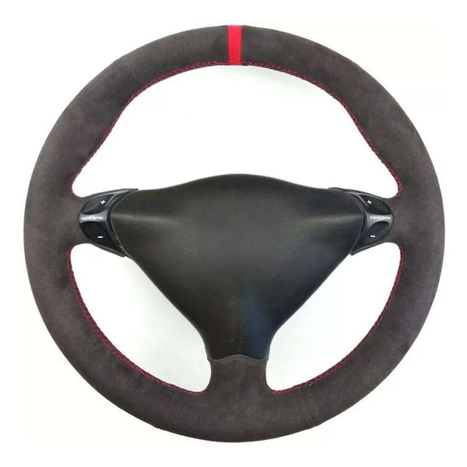 Hand-Genäht Auto Lenkrad Abdeckung Weichen Schwarz Wildleder Auto Lenkrad Abdeckungen Für Porsche 911 986 996 Carrera boxster S – Detail 1