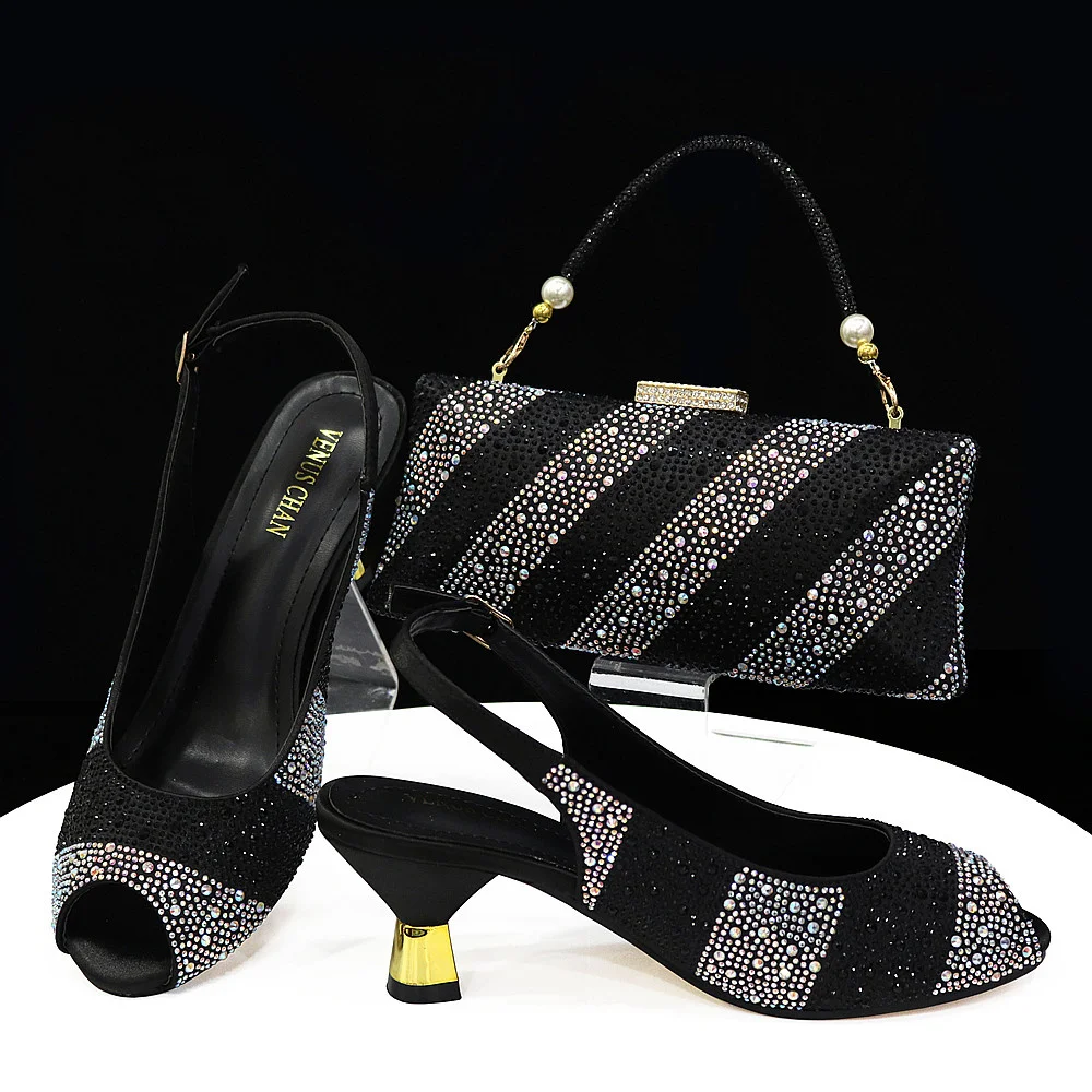 

2024 Italian Design Product Noble Comfortable Streamlined Party Wedding High Heels African Women's Shoes And Bag