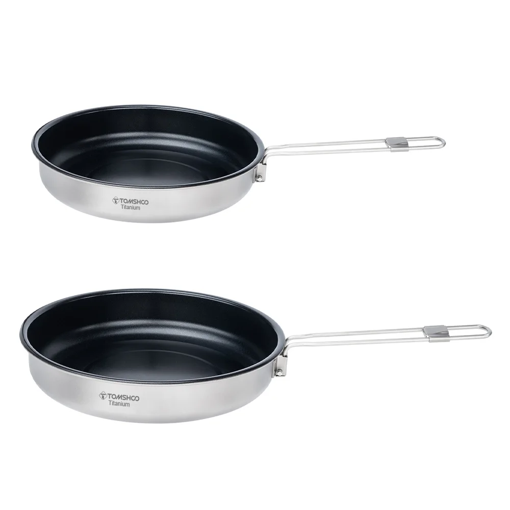 BY-J 2 Piece-Set Titanium Bowl Pot Set With Folding Handle, Outdoor