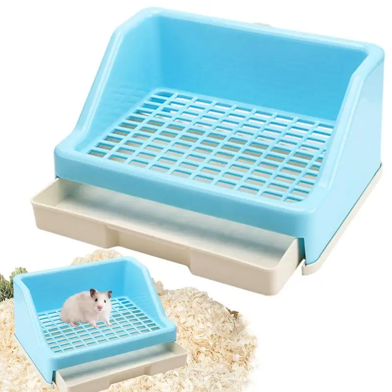 

Rabbit Litter Box Potty Trainer Pan With Grid For Small Pets Animal Litter Box Bunny Restroom Litter Tray Bedding box Supplies