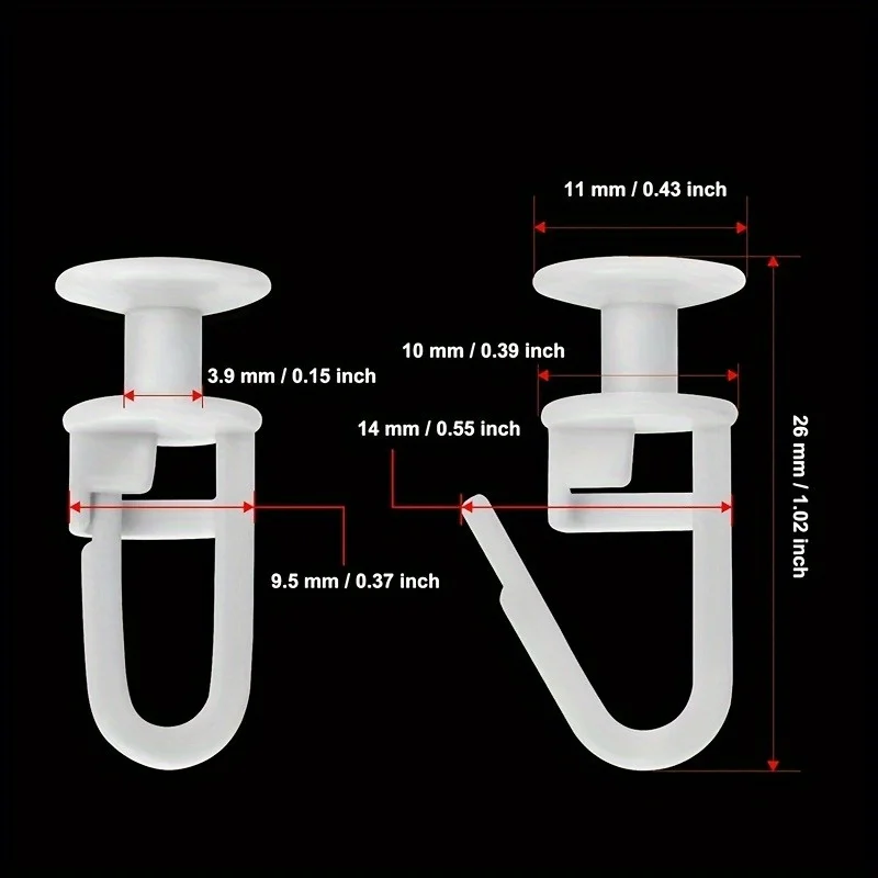 50pcs Curtain Track Rollers with Lockable Hooks, Easy Glide Curtain Hangers with Large Opening for Effortless Curtain