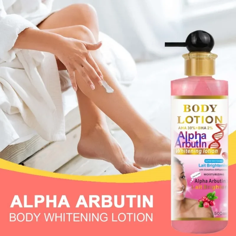 Alpha Arbutin Whitening Body Lotion Improves Rough, Dull and Even Skin Tone, Brightening and Moisturizing 500ml vc whitening nicotinamide body lotion quick face and body brightening anti wrinkle improves roughness skin whitening 500ml