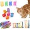 4/6/12pcs Cat Spring Toy Colorful Plastic Spring Training Toy Lovely Interesting Kitten Chasing Teasing Interactive Toys