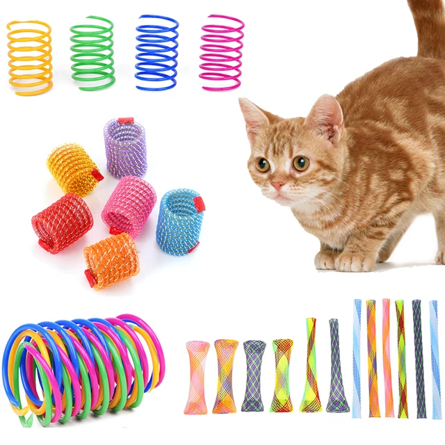 4/6/12pcs Cat Spring Toy Colorful Plastic Spring Training Toy Lovely Interesting Kitten Chasing Teasing Interactive Toys 4/6/12pcs Cat Spring Toy Colorful Plastic Spring Training Toy Lovely Interesting Kitten Chasing Teasing Interactive Toys