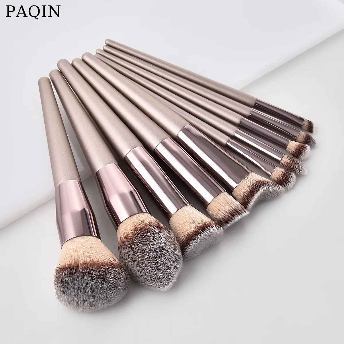 

4/10pcs Champagne makeup brushes set for cosmetic foundation powder blush eyeshadow kabuki blending make up brush beauty tool