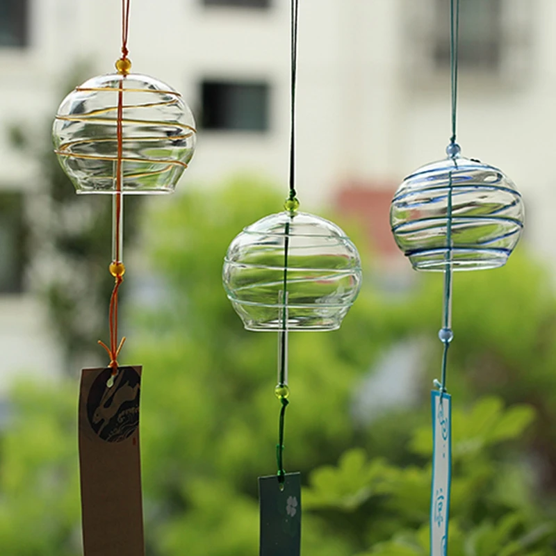 Japanese Style Glass Wind Chimes WInd Bell for Home Courtyard Garden Hanging Bell Outdoor Garden Pendant Ornament Decoration