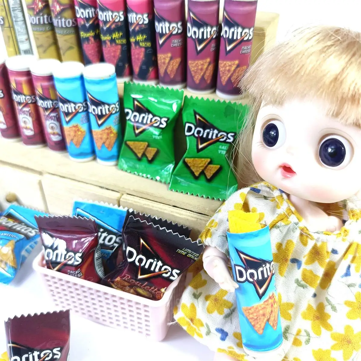 NEW 2Bag Chips 1/6 Scale Dollhouse Miniature Fried Chips Mini Pretend Food for Blyth Barbies BJD Doll House Toys birthday gift 6