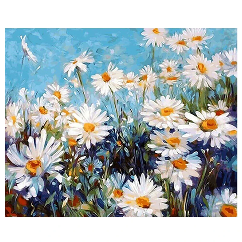 

5D DIY Diamond Painting Small Daisy Lily Full Round Diamond Mosaic Flower Diamond Embroidery Kit Rhinestone Home Art Decoration