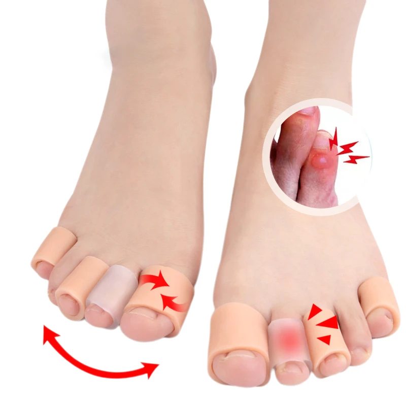 

4Pairs Feet Care Soft Silicone Tube Toe Protector Separator Applicator Pedicure Corn Callus Remover Pain Relief Bunion Corrector