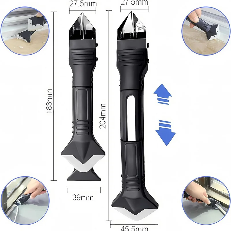 EVISPOL 5 in 1 실리콘 코킹 도구 다기능 스크레이퍼 도구 욕실 주방 바닥 창문용 그라우트 및 코킹 제거 도구