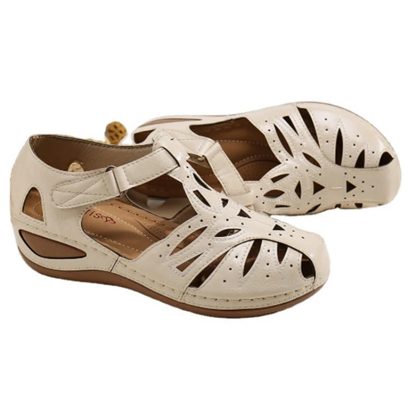 Women's Sandals Summer Ladies Girls Leather Vintage  Buckle Casual Sewing Women Shoes Solid Female  Platform