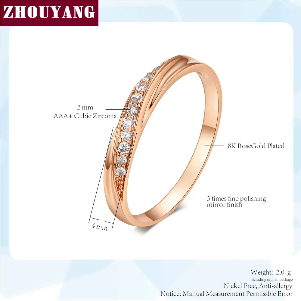 Elegant Rose Gold Cubic Zirconia Wedding Ring