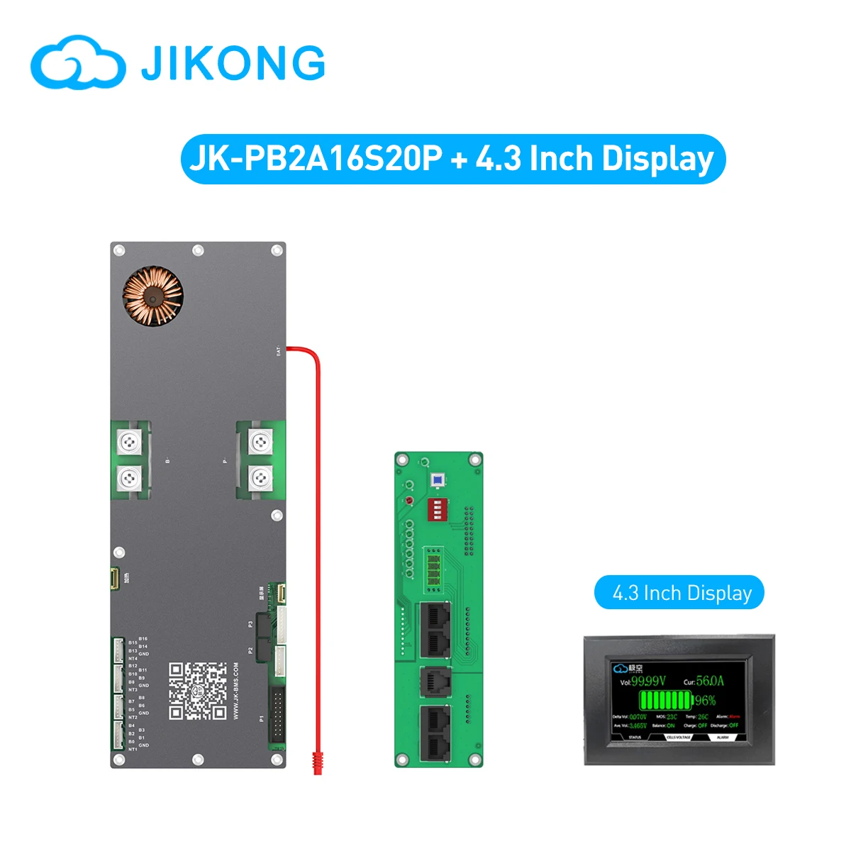 JIKONG JKBMS  JK-PB2A16S20P+4.3 Display Lifepo4 Li-ion LTO Inverter 8S 16S 24V 48V Family Energy Storage  JKBMS Accessories