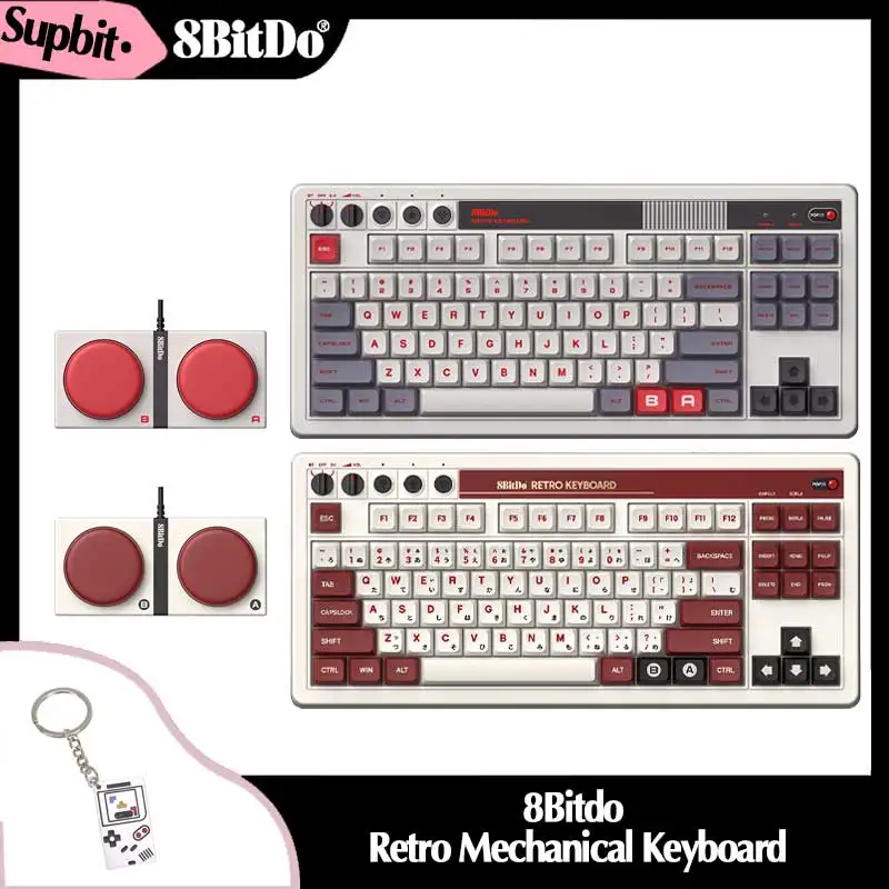 Tastiera Meccanica Retrò 8Bitdo, Tastiere Da Gioco Intercambiabili Bluetooth/2.4G/Usb-C, Accessori Di Gioco Per Windows E Android