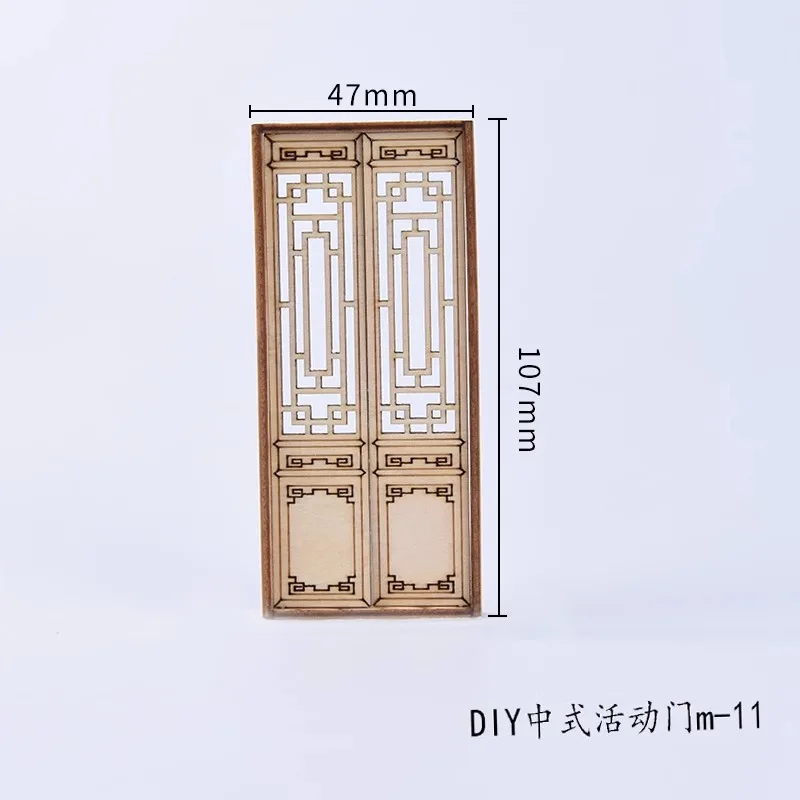 2pcs/4pcs Dollhouse Window Grid Frame Construction Material Chinese Furniture Model Building Miniature Decorative Wooden Craft 5