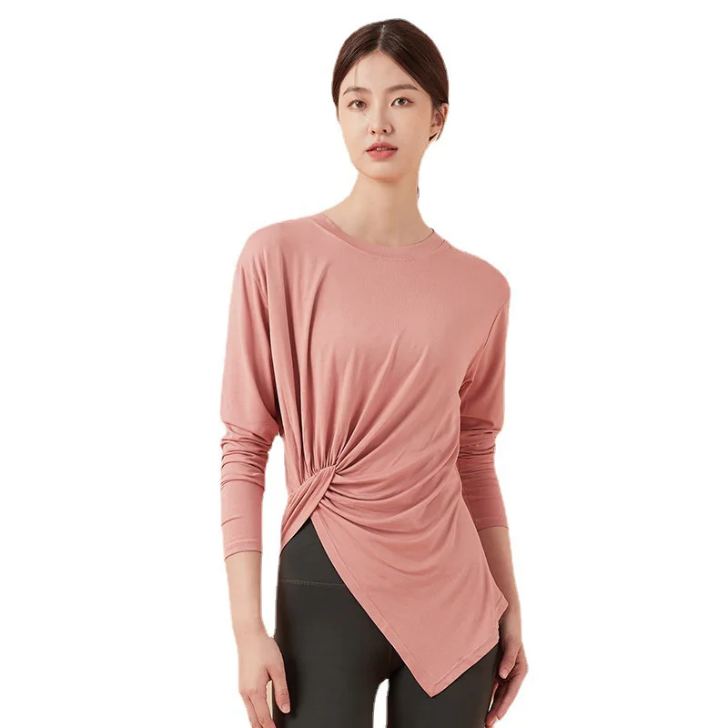 

Workout Sports T Shirt Women Cover Up Yoga Shirts Crop Long Sleeve Fitness Gym Tshirt Tight Pink Running Quick Dry Tee Shirt