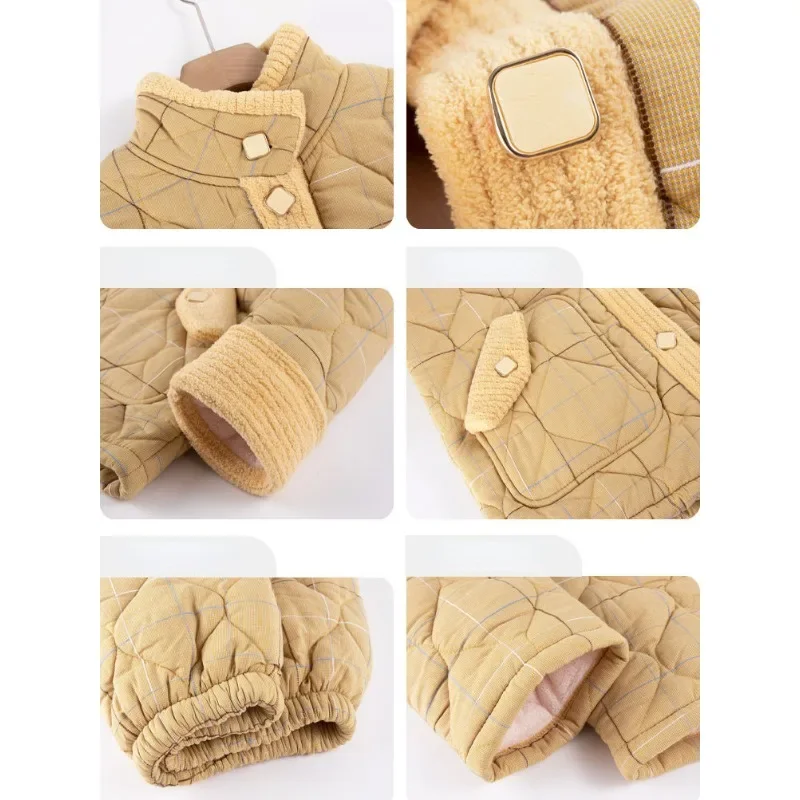 Woven Quilted Pajamas Winter New Women Three Layers Warm Plush Thicken Homewear Casual Female Stand Collar Sleepwear Set 2024