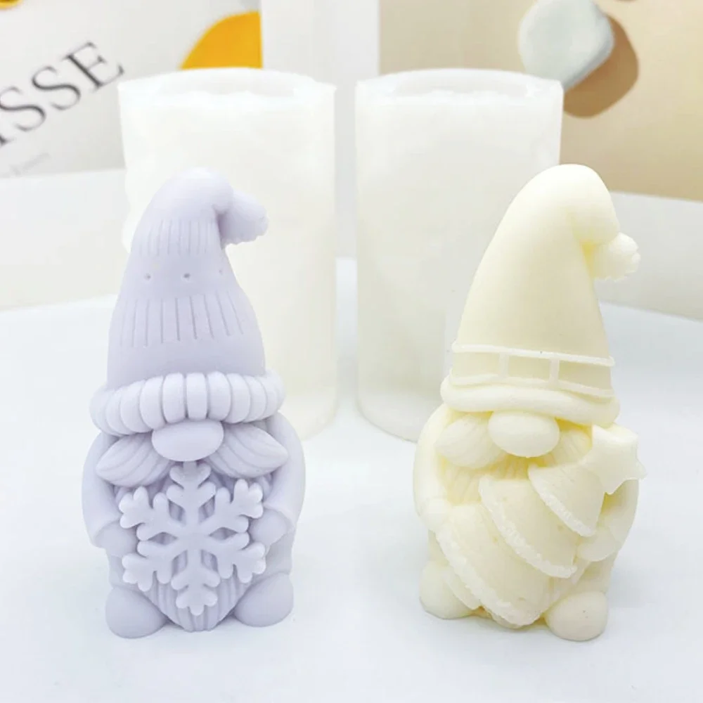 Beard Dwarf Christmas Tree Candle Moulds Snowflake Santa Claus Gypsum Soap Silicone Molds Human Chocolate Gift Party Decor