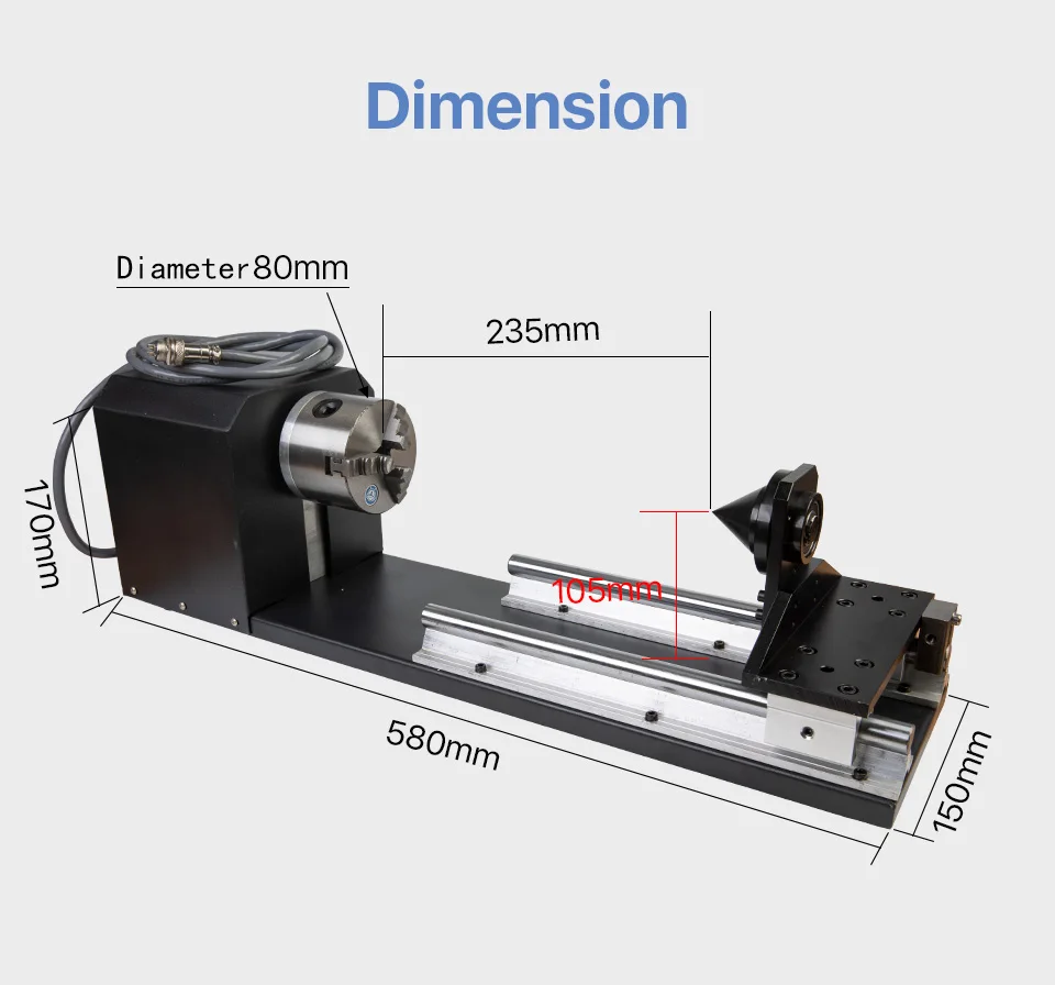 Cloudray Dreh Gravur Befestigung mit Chucks Stepper Motoren für Laser Gravur Schneiden Maschine Modell B – Detail 2