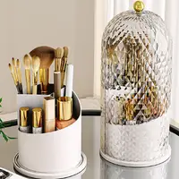 360° Rotating Makeup Brush Holder with Lid Desktop Makeup Organizer Cosmetic Storage Dustproof Brush Holder Jewelry Container 1