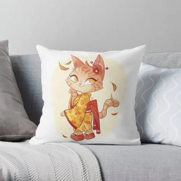 

Autumn Cat Printing Throw Pillow Cover Throw Bed Case Wedding Decorative Waist Hotel Cushion Car Pillows not include One Side