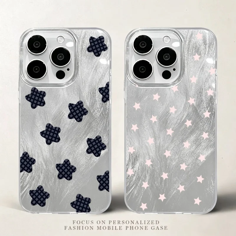 Korean Cute Y2K Star Minimalist Clear Phone Case - TPU Soft Cover
