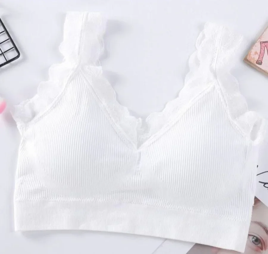 Sexy Lace Bras for Women Without Bones Underwire Push Up Sports Vest Tank Top Pads Invisible Back Bra Women Underwear 6