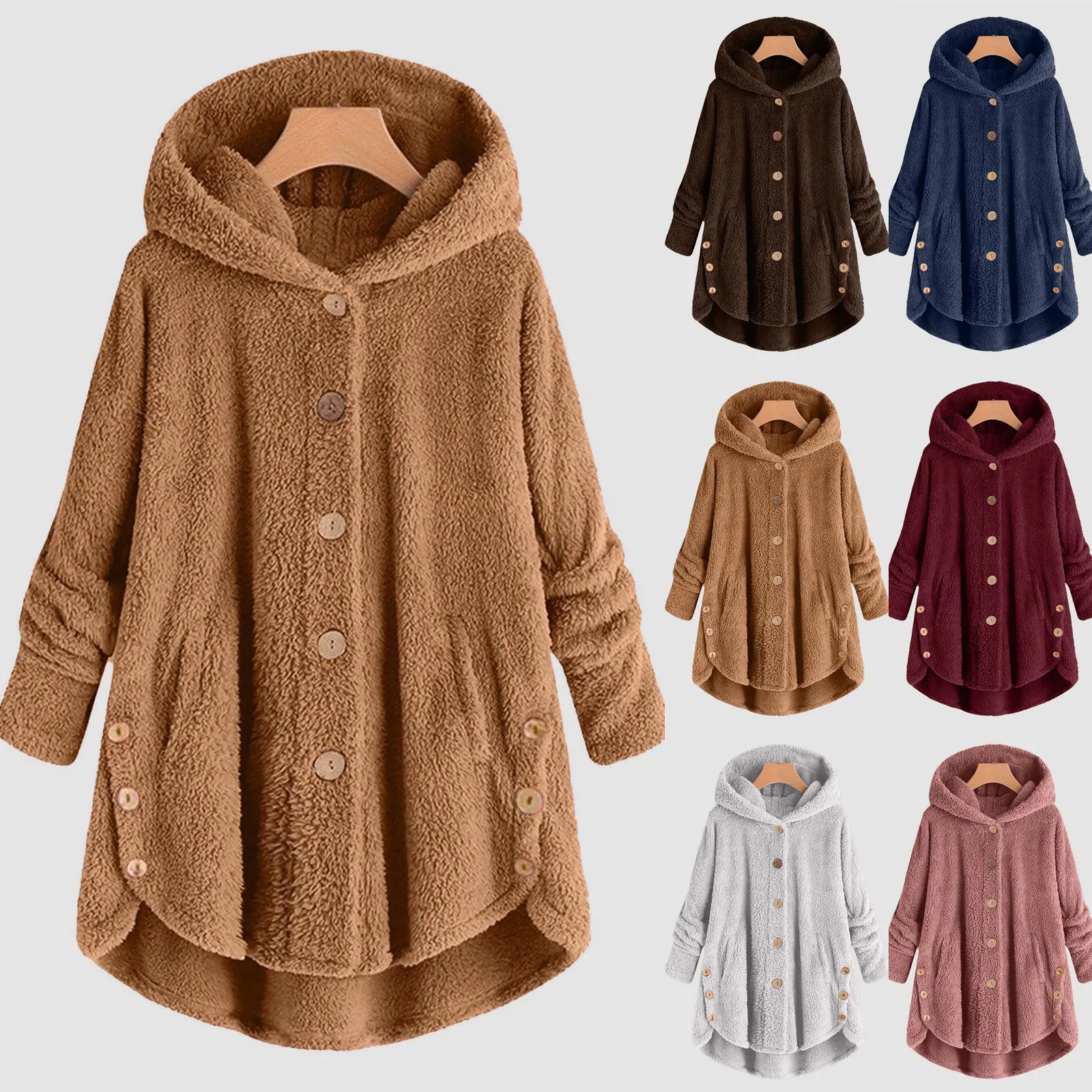 

Women Windbreaker Jacket Faux Fur Coat Plus Size Casual Plush Sweatshirt Hoodie Loose Cardigan Fleece Hoodies Teddy Warm Coats