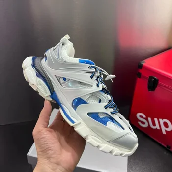 2024 New Men Running Shoes Blue Breathable Mesh Women Sport Shoes Height Increasing Outdoor Jogging Casual Lovers Sneakers