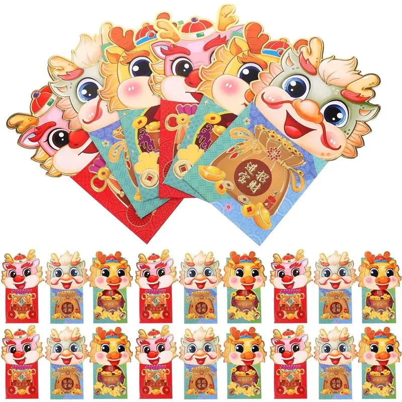 36pcs Red Envelope 2024 Lunar Year New Year Dragon Red Envelope Good Luck Money Pocket Envelope Chinese Spring Festival Decor 60 pcs 2024 year of the dragon cartoon red envelope spring festival new year’s purse packet bag zx316 60pcs wallet