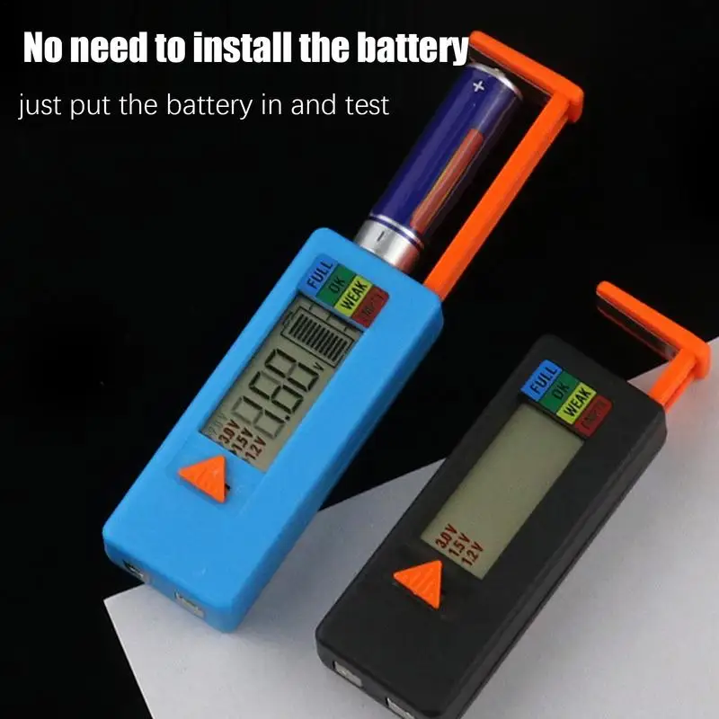 Battery Tester Digital Volt Checker Battery Tester LCD Display Leveling Monitor Button Checker