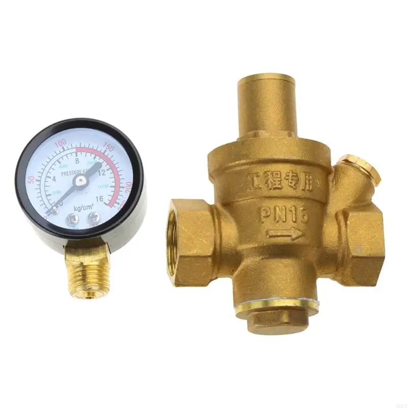 M6CF Pressure Regulator Water Inch DN15 with Pressure Gauges High Hardness Brass Adjustable Regulator for Water
