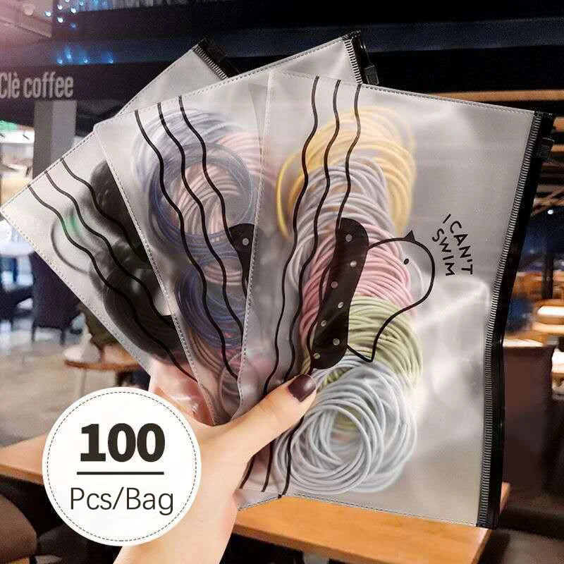 100 Stück Farbe Frauen elastischen Haarband Scrunchie Pferdes chwanz Halter Kopf bedeckung Gummibänder Mädchen Stirnband Haarschmuck