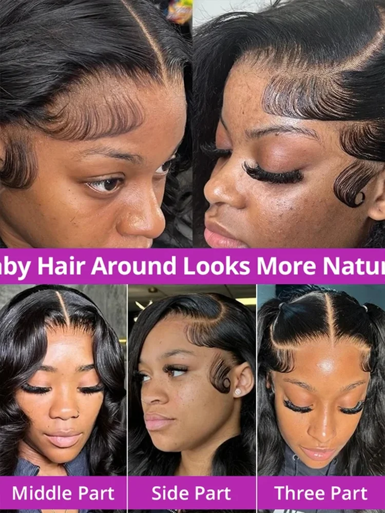 40 30 Inch 13x6 Body Wave Human Hair Frontal Wig 13x4 HD Lace Natural Black Front Wig Human Hair Glueless 5x5 HD Closure Wigs