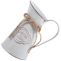 Home Decor Retro Tin Flower Pot Milk Can Vase Bud Metal Pitcher Decorate Small Decorative Jugs Grey Holder 1