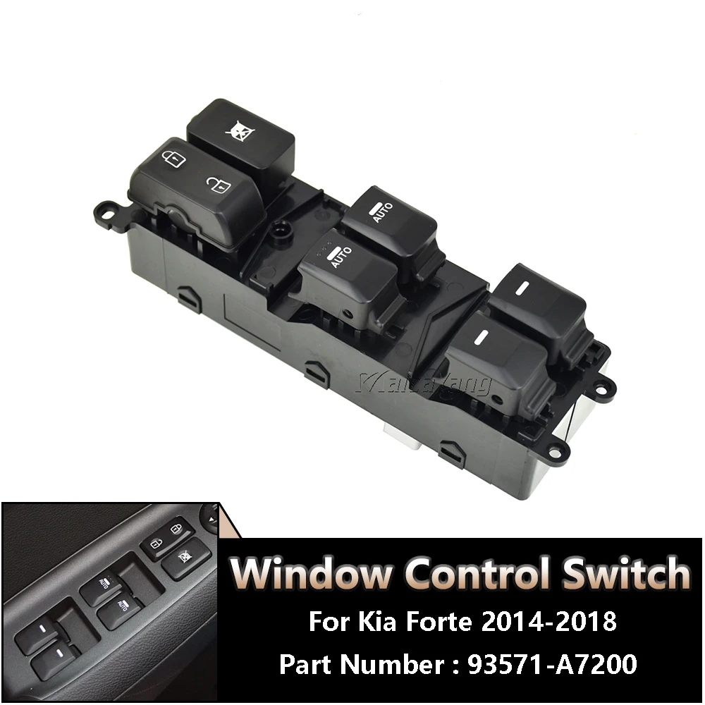 

93571-A7200 для Kia Forte 2014, 2015, 2016, 2017, 2018, автомобильный Стайлинг, электрическое управление, главный выключатель окна, кнопка 93571A7200