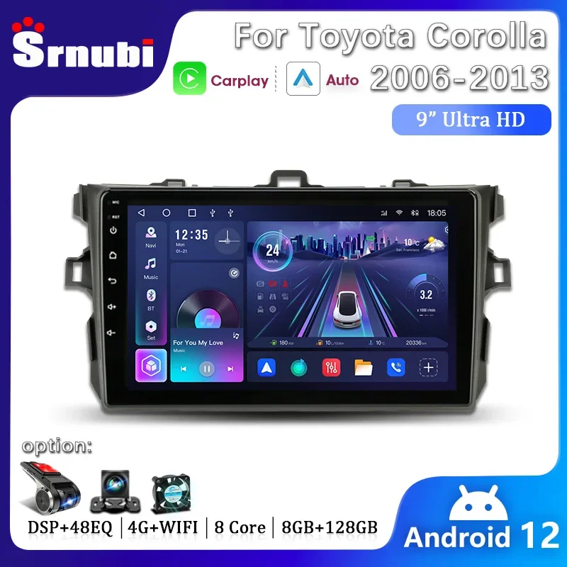 

Android 12 Car Stereo Radio 2 Din for Toyota Corolla E140 E150 2006 - 2013 Multimedia Player GPS Wireless Carplay Auto Head Unit