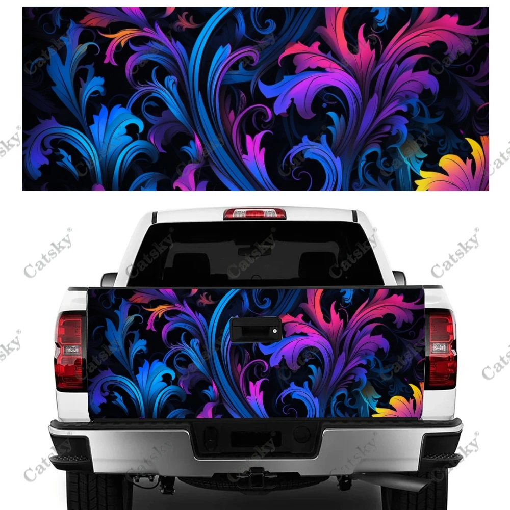 

Abstract Ornamental Floweral Truck Tailgate Wrap Professional Grade Material Universal Fit for Full Size Trucks Weatherproof