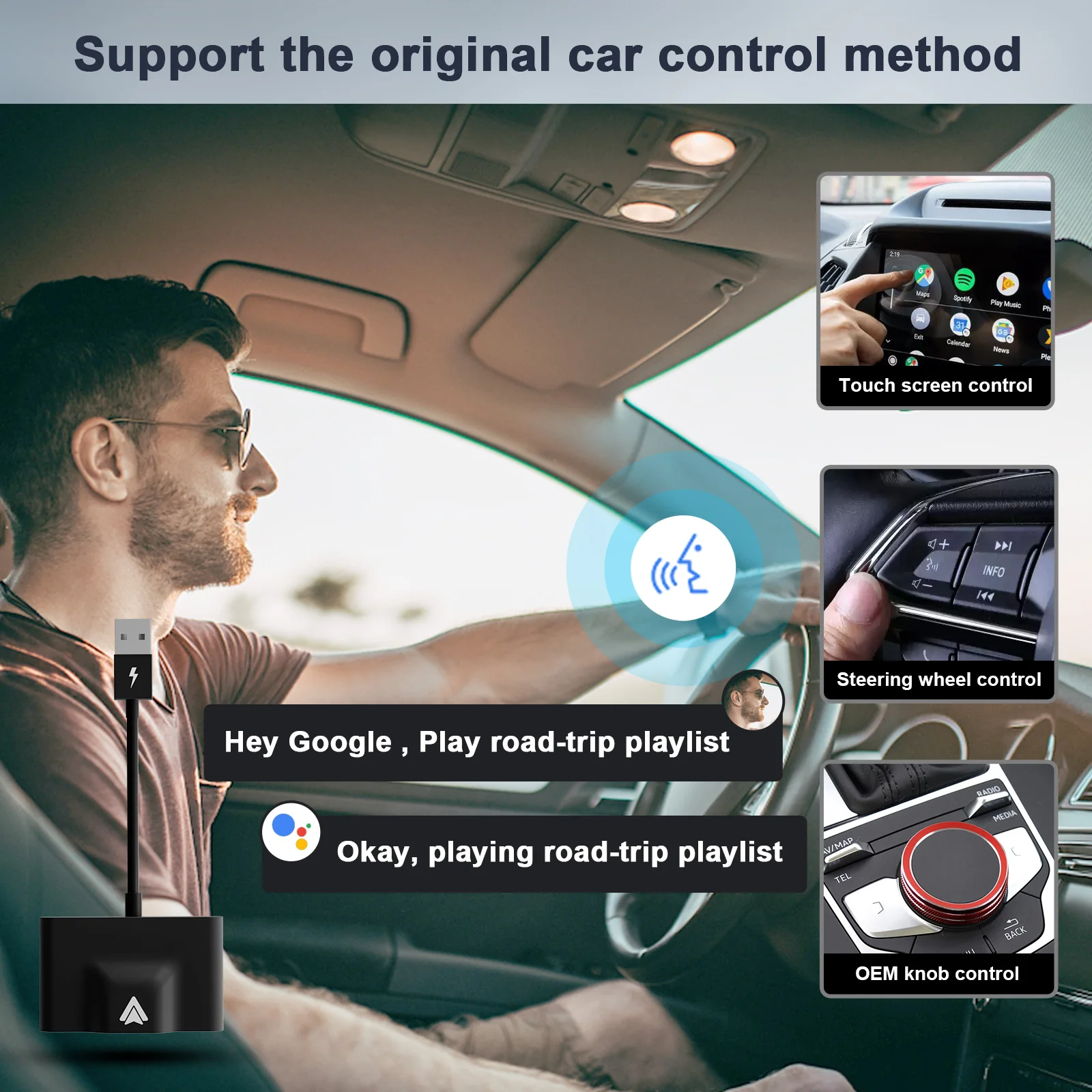 Vente S47 Boîtier de conversion filaire à sans fil pour voiture Carplay  Bluetooth 5.1 Android 12.0 pour Iphone/Smartphone Android, Appels mains  libres et diffusion audio - Banggood Français Mobile