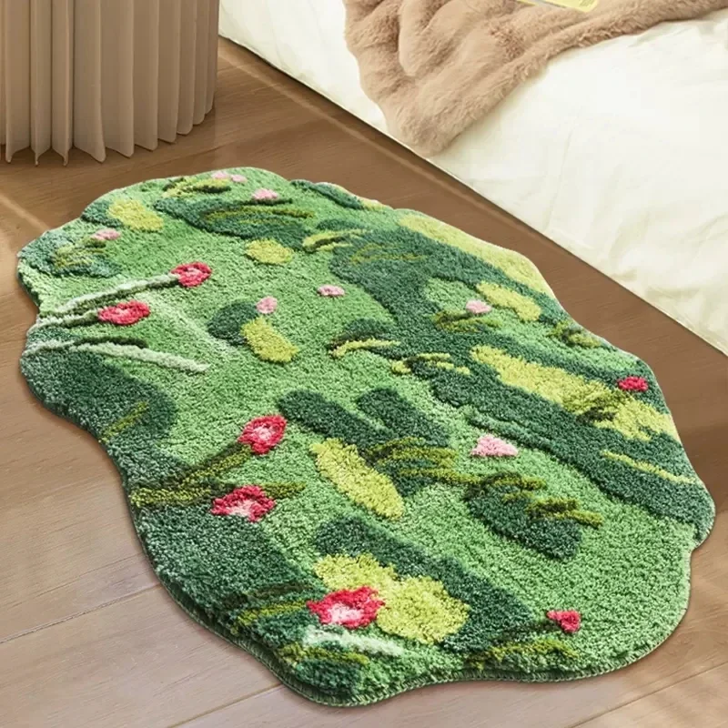 

Nordic 3D Lawn Moss Rugs Carpet for Bedroom Living Room Green Forest Irregular Home Decor Chic Room Floor Mat Bedside Area Rug