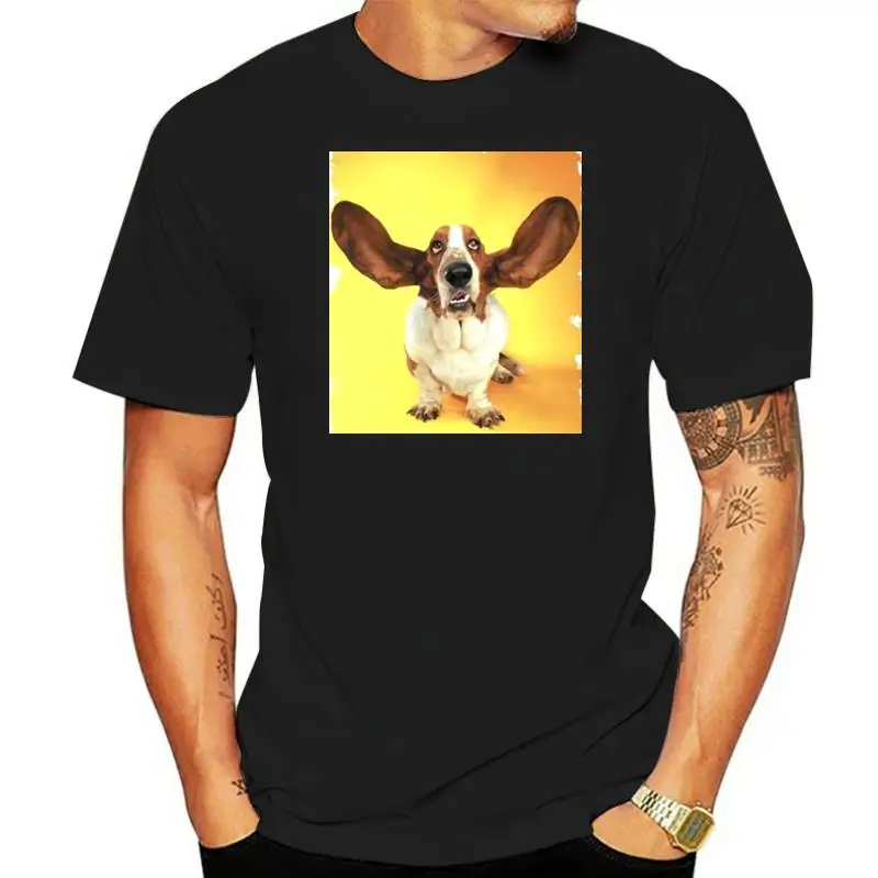 Basset Hound Ears T-Shirt In Cotone Da Uomo Aperta T-Shirt Stampata