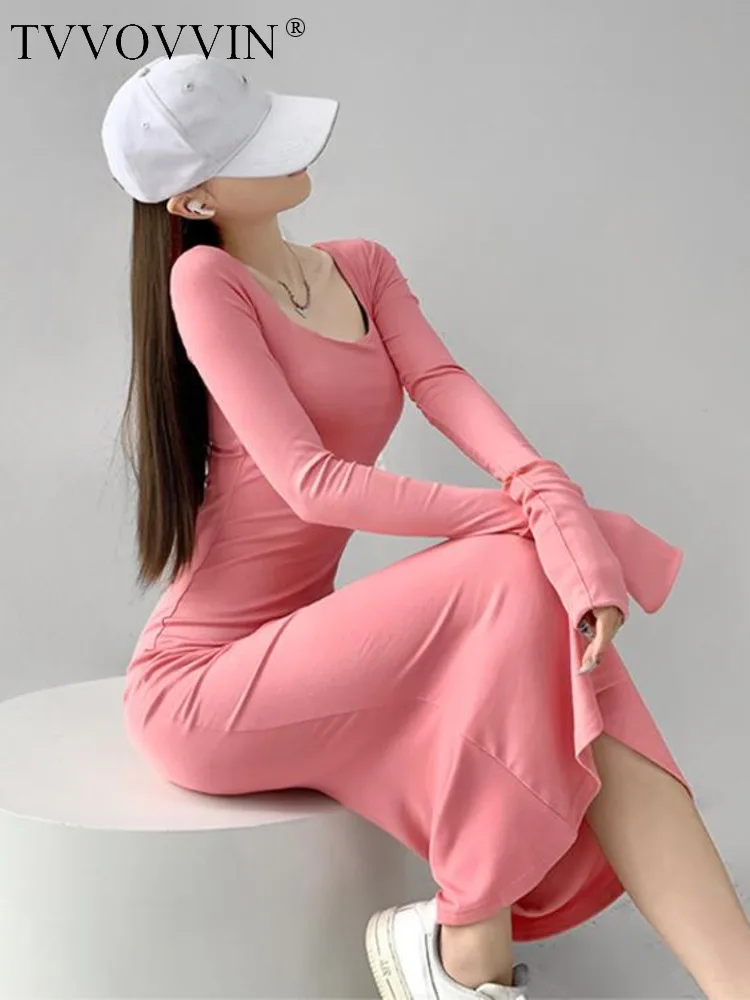 

WOMENGAGA Sexy square neck long sleeved dress women autumn and winter new slim buttocks wrapped fishtail HE41