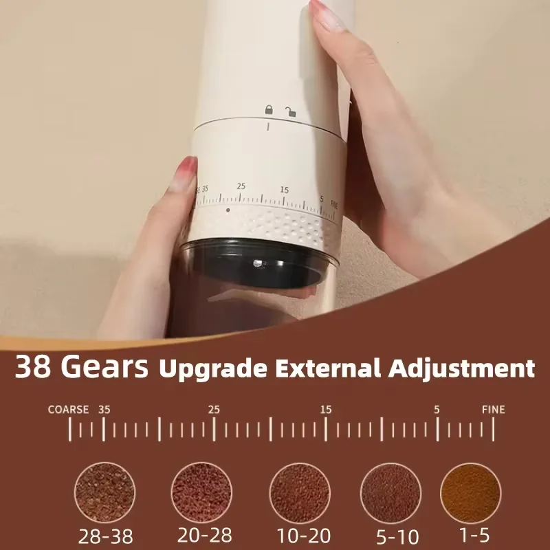 Automatic 38 levels adjustment drip hand coffee bean grinder digital smart for travel coffee grinder