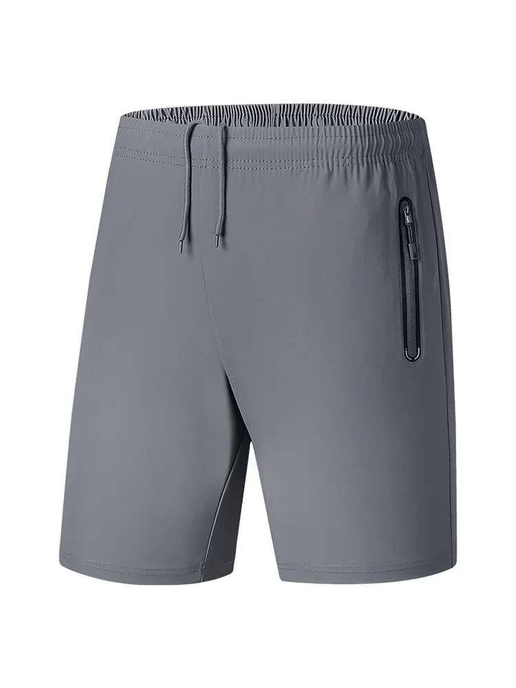 Plus Size Summer New Shorts Quick Dry Ice Silk Sporting Breeches 8xl 6xl Big Gray Black Nylon Spandex Short Pants Men's Clothing 3