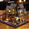 DIY Wooden Miniature Model Kit Luna Magic House Casa Doll Houses 3D Puzzle Dollhouse With Furniture Lights for Friends Gifts 5