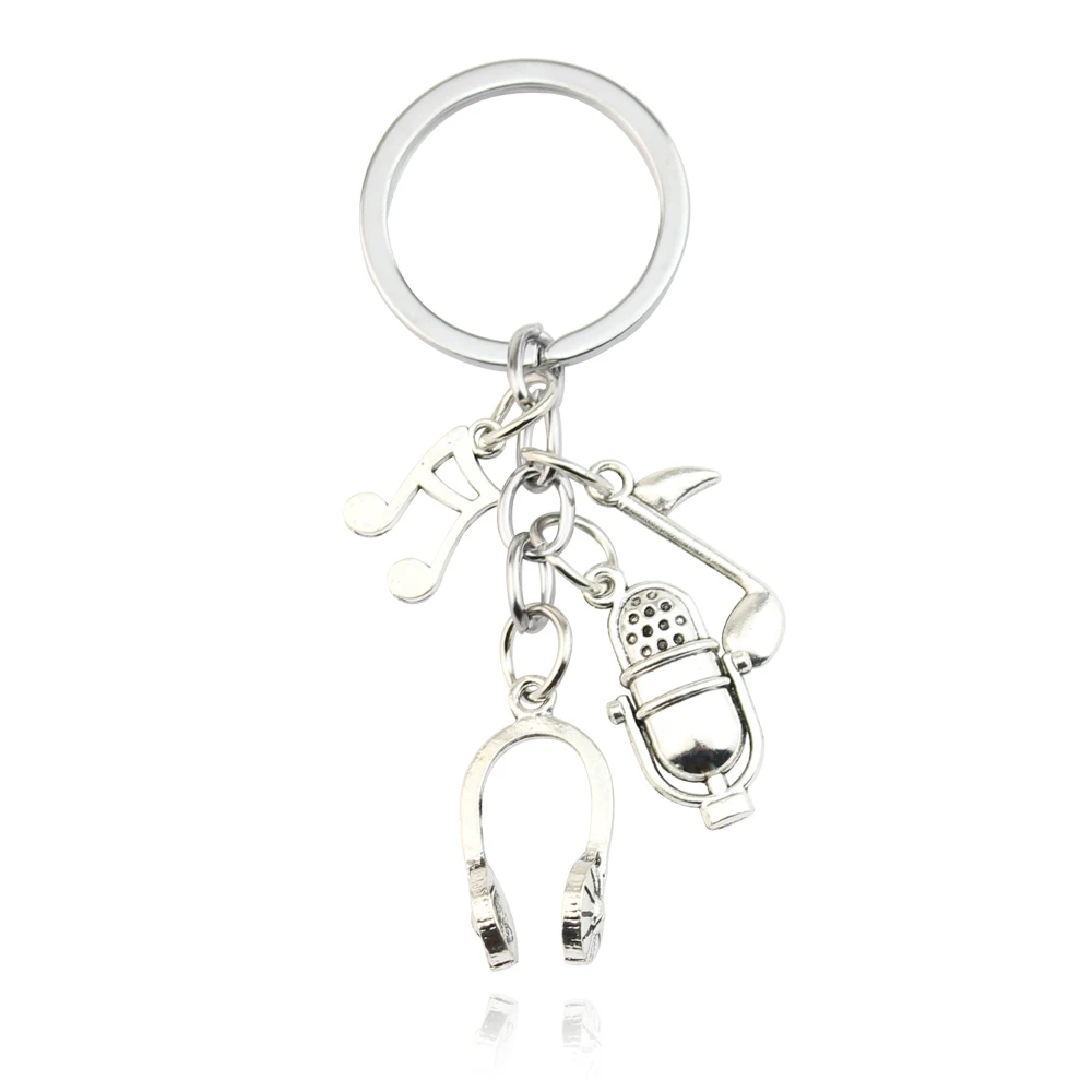 Handmade Musical Instrument Keychain - Piano & Guitar Notes Jewelry Gift