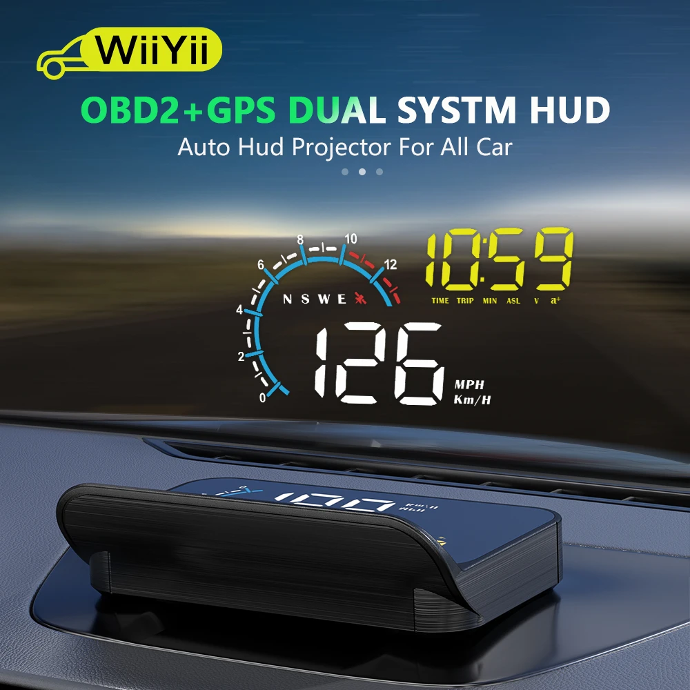Wiiyii M12 Car Obd2 Gps Hud Onboard Computer Auto Projector Head Up Display Gadgets